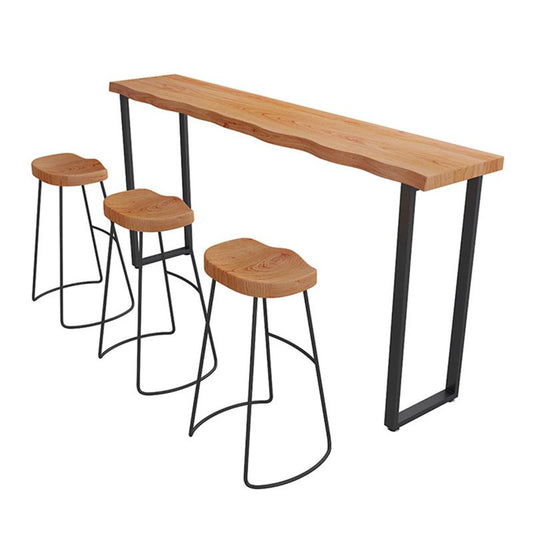 ビストロ用工業用架台ベースダイニングテーブルソリッドウッドバーテー​​ブル