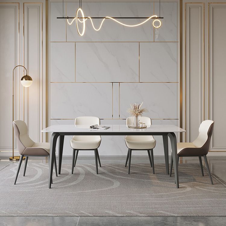 Medieval Modern Stone Dining Table 4 Legs Rectangle Table for Kitchen