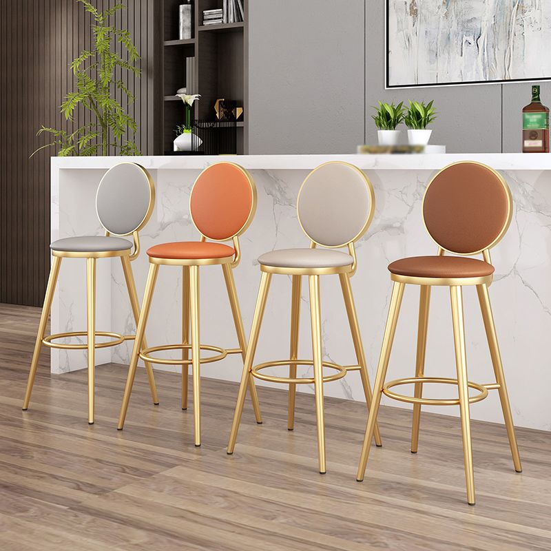Glam Jewelry Shop PU Leather Stool Orange Footrest Low Back Stool Clearhalo 'Bar Furniture' 'Bar Stools' 'bar_stools' 'furn' 'furn_bar_stools' 'Furniture' 'furniture_bar_stools' 'Kitchen & Dining Furniture' 1200x1200_6af88fa0-9bd6-42a4-8038-11e095bc69a5