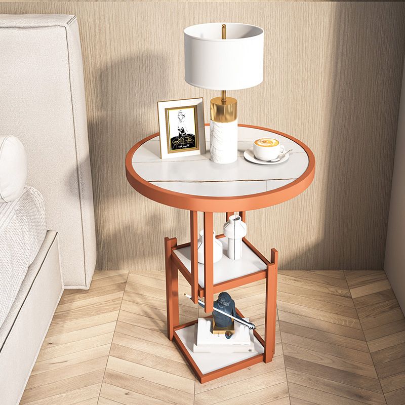 Moderno comodino aperto in pietra top 2-scaffali 22 pollici H Tavolo da notte