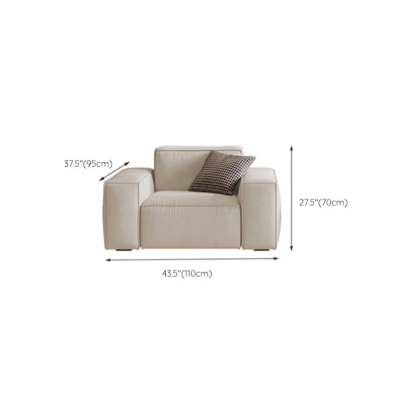 Zeitgenössisches Sofa echtes Leder Wohnzimmer Square Arm Kissen Weiß weiß
