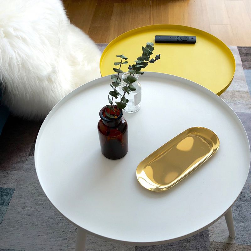 Metal Round 3 Legs End Table Minimalist Tray Top Accent Side Table