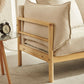 Modern 37" H Linen Wood Frame Square Arm Loveseat for Living Room