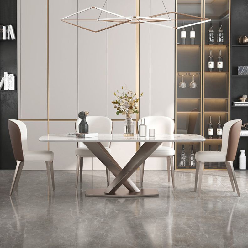 Metal Contemporary Rectangular Table Sintered Stone Dining Table with Pedestal Base Clearhalo ' dining_table' 'Dining Tables & Seating' 'Dining Tables' 'furn' 'furn_dining_table' 'Furniture' 'furniture_dining_table' 'Kitchen & Dining Furniture' 'kitchen&dining_furn' 'kitchen' 'kitchen_dining_table' 1200x1200_6afd05ef-8545-4315-ba14-8f550f218908
