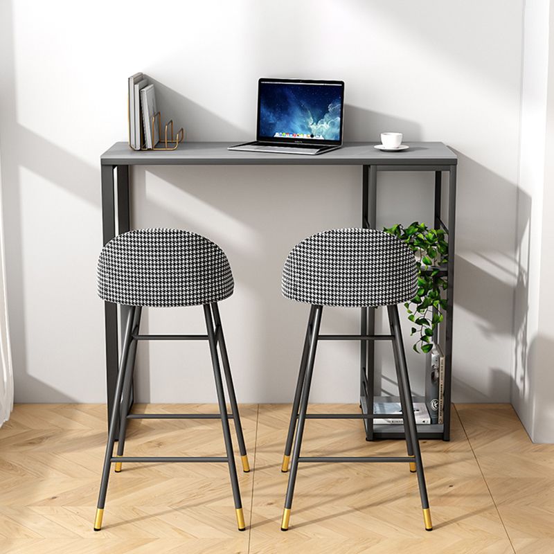 Industrial Iron Bar Dining Table Stone Top Rectangle Indoor Bistro Table with Shelf Clearhalo 'Bar Furniture' 'Bar Tables' 'bar_tables' 'furn' 'furn_bar_tables' 'Furniture' 'furniture_bar_tables' 'Kitchen & Dining Furniture' 1200x1200_6afe42d6-4a76-4b54-b75b-8b19cec7ecfb