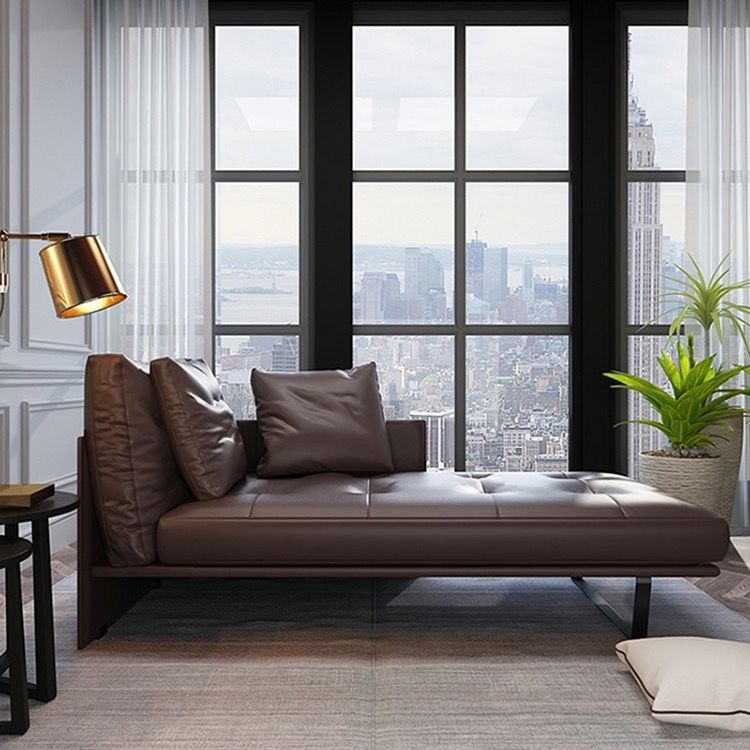 Wood and Leather Frame Cushioned Chaise Lounge Couch - 66.9" W Clearhalo 'Chairs & Seating' 'Chaise Lounge' 'chaise_lounge' 'furn' 'furn_chaise_lounge' 'Furniture' 'Living Room Furniture' 1200x1200_6afe5cb5-ccc2-4dcb-9afb-095b04e3f9e6
