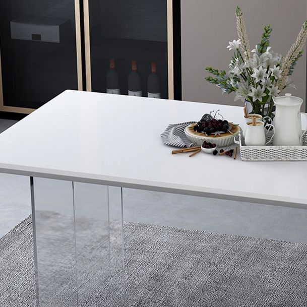 Modern 1/4/5 Pieces Dining Set Rectangular Acrylic Double Pedestal Dinette Set Clearhalo 'Dining Room Sets' 'Dining Tables & Seating' 'dining_room_set' 'furn' 'furn_dining_room_set' 'Furniture' 'furniture_dining_room_set' 'Kitchen & Dining Furniture' 'kitchen&dining_furn' 'kitchen' 1200x1200_6b0115aa-fe44-46eb-b537-174b79098e80