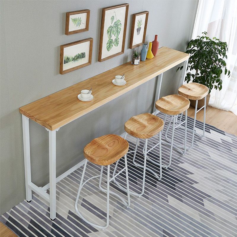 Rectangular Pine Wood Top Bar Table Luxurious Bar Table with Trestle Base in White Clearhalo 'Bar Furniture' 'Bar Tables' 'bar_tables' 'furn' 'furn_bar_tables' 'Furniture' 'Kitchen & Dining Furniture' 1200x1200_6b02e9bf-01a0-4bc9-9387-d72233b5ef5f