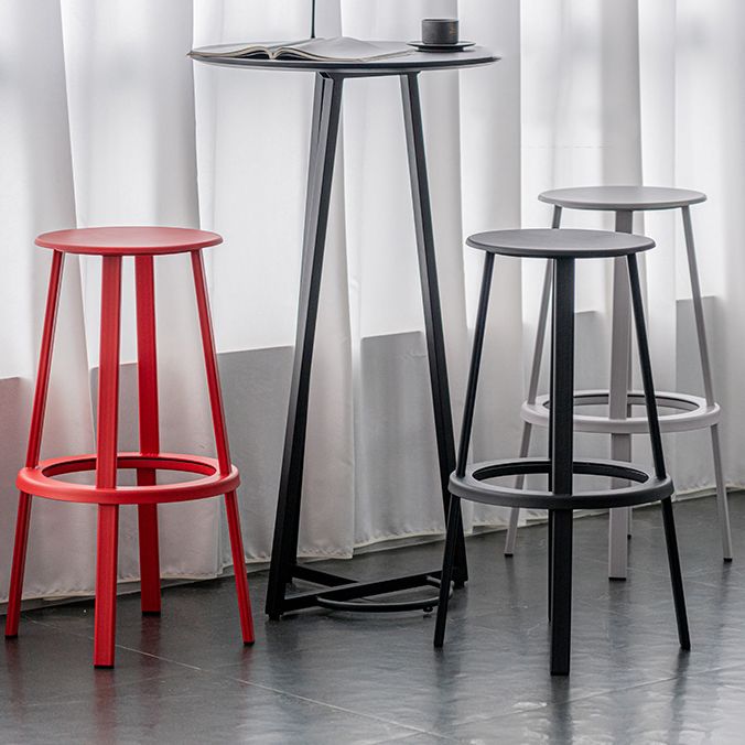 Contemporary Metal Base Backrest Counter High Stool with 4 Legs