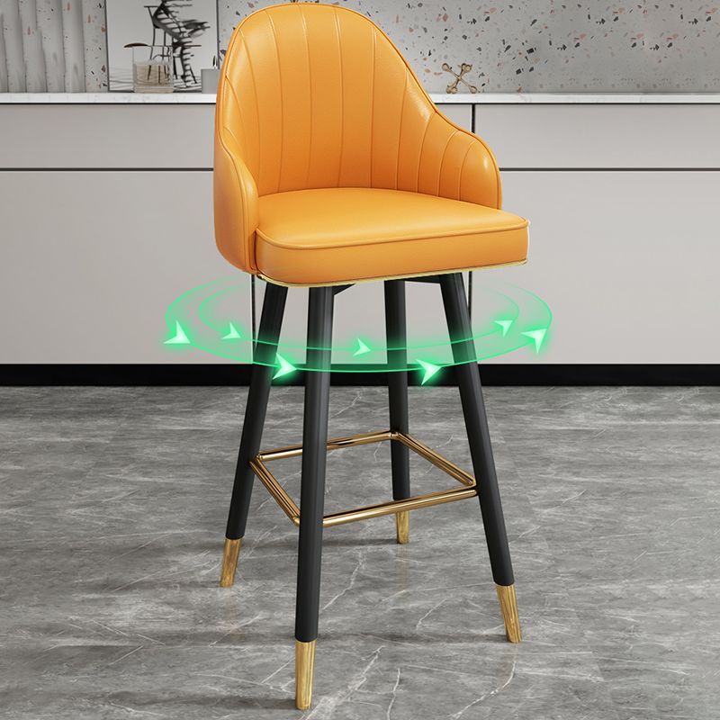 Modern Armless Backrest Counter Stool Steel Household Bar Stool with Pedal and Cushion Clearhalo 'Bar Furniture' 'Bar Stools' 'bar_stools' 'furn' 'furn_bar_stools' 'furniture_bar_stools' 'Kitchen & Dining Furniture' 'kitchen&dining_furn' 'kitchen' 'kitchen_furn' Furniture' 1200x1200_6b0844f6-131e-4366-95b3-8c8f064c338c