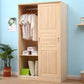 Modern Freestanding Wardrobe Pine Solid Wood Wardrobe with Drawer