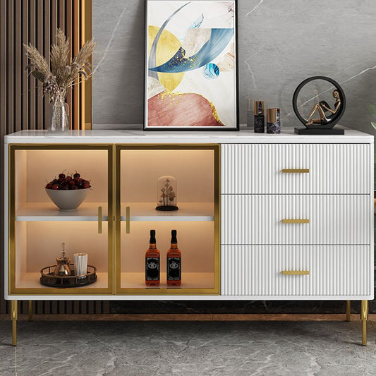 Tavolo da sideboard in legno e pietra ingegnerizzato con cassetti glam pranzo server
