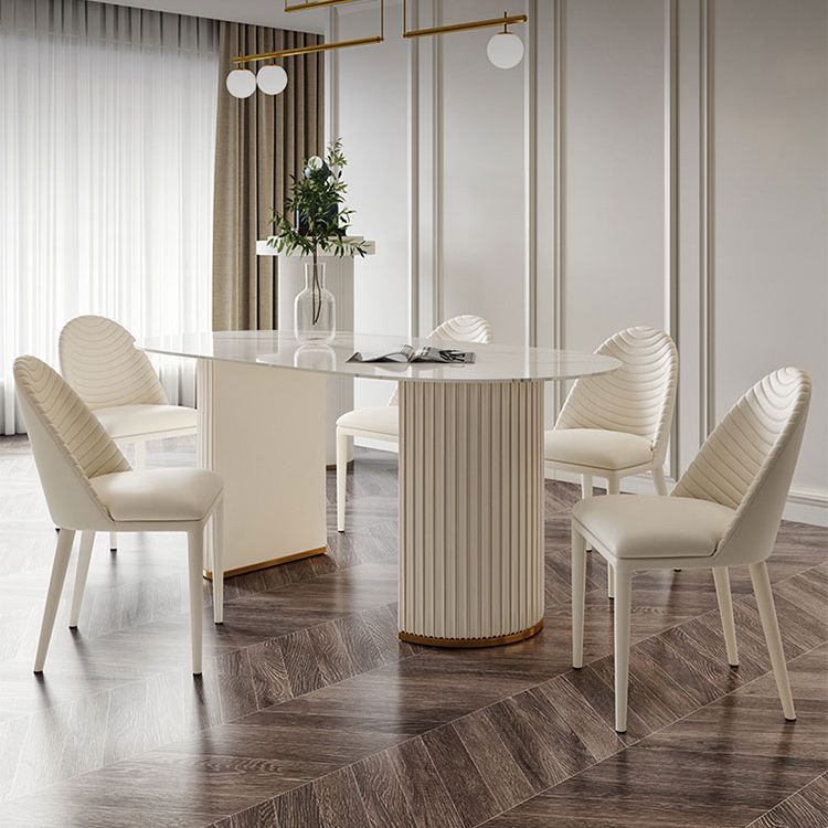 Oval Sintered Stone Top Dining Table Modern Table in White with Double Pedestal Clearhalo ' dining_table' 'Dining Tables & Seating' 'Dining Tables' 'furn' 'furn_dining_table' 'Furniture' 'furniture_dining_table' 'Kitchen & Dining Furniture' 'kitchen&dining_furn' 'kitchen' 'kitchen_dining_table' 1200x1200_6b0c80d5-4160-4fe7-adfd-64a293f1d583