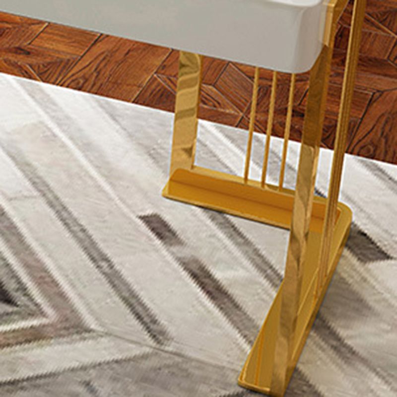 Scrivania per ufficio specchio glam rettangolare con scrivania di gambe in metallo oro