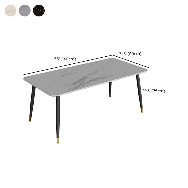 Industrial Kitchen Dinner Table Rectangle Stone 4 Legs Dining Table Clearhalo 'Dining Tables & Seating' 'Dining Tables' 'dining_table' 'furn' 'furn_dining_table' 'Furniture' 'Kitchen & Dining Furniture' 1200x1200_6b0e83a5-205c-4d24-9649-d5b174c1b4af