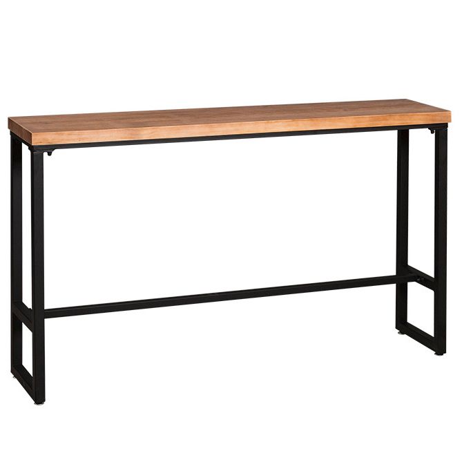 Pine Wood Bar Table Industrial Bar Dining Table with Black Trestle Base Clearhalo 'Bar Furniture' 'Bar Tables' 'bar_tables' 'furn' 'furn_bar_tables' 'Furniture' 'furniture_bar_tables' 'Kitchen & Dining Furniture' 1200x1200_6b0ec2bc-7fba-4703-b459-6e2dda03f8c4