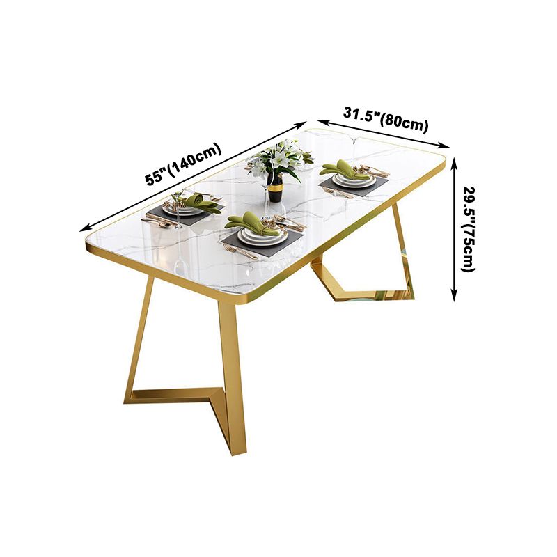 Glam White Top Dining Table Rectangle Standard Dining Table for Kitchen Clearhalo ' dining_table' 'Dining Tables & Seating' 'Dining Tables' 'furn' 'furn_dining_table' 'Furniture' 'furniture_dining_table' 'Kitchen & Dining Furniture' 'kitchen&dining_furn' 'kitchen' 'kitchen_dining_table' 1200x1200_6b11cc94-ff6d-4da5-8c91-74912679da6a