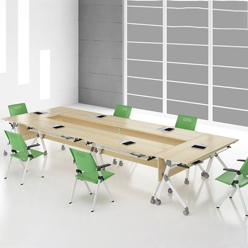 Contemporary Natural Office Desk Rectangular Writing Desk with Caster Wheels Clearhalo 'furn' 'furn_office_desk' 'Furniture' 'Office Desks' 'Office Furniture' 'office_desk' 1200x1200_6b125fa0-afff-4adb-8558-1a7061e9dbef