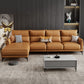 Modern Tight Back Genuine Leather Sectionals, 67.72" W  Sectional Sofa  in Brone
