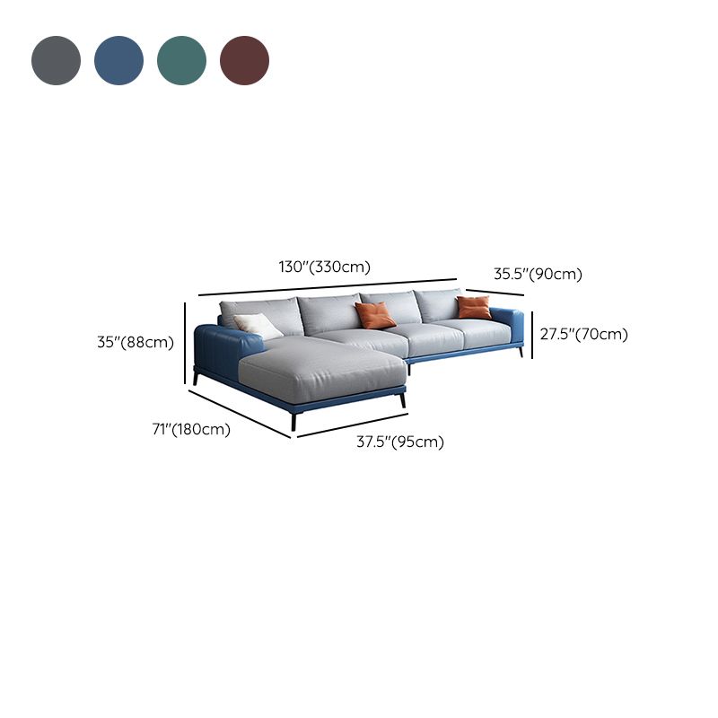 Braccio quadrato sciolto retro sezionale con chaise fauci in pelle 4 posti sezionale