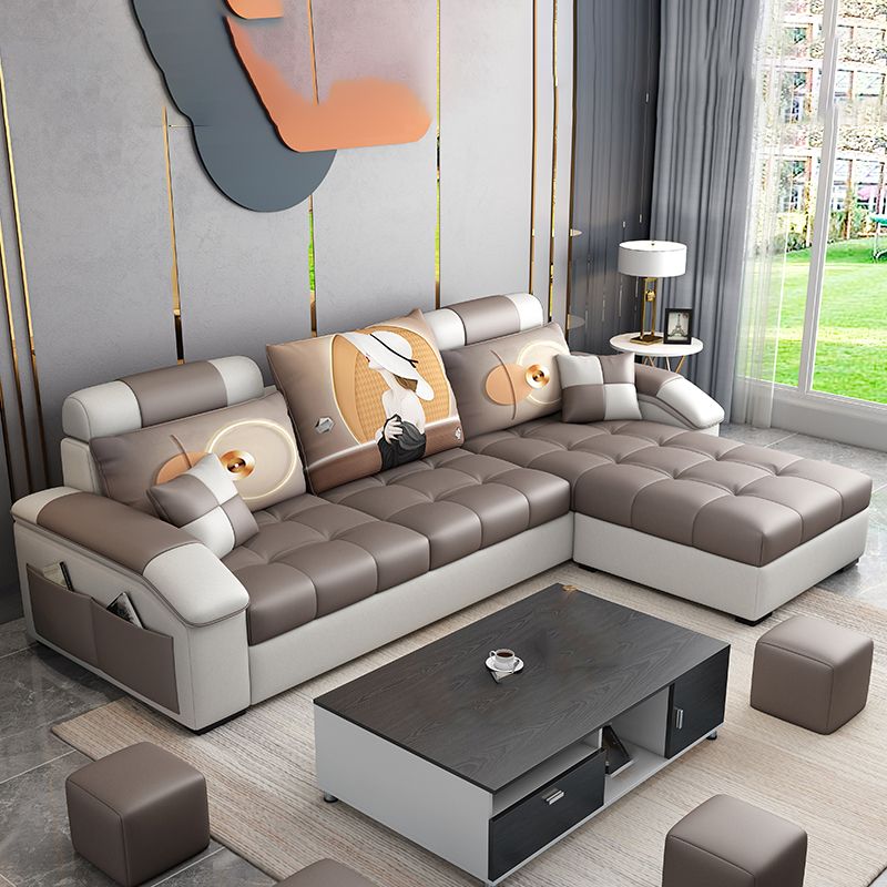 Slipcovered Tufted Pillowed Back Cushions Sectional Sofa with Storage Clearhalo 'furn' 'furn_sectionals' 'Furniture' 'furniture_sectionals' 'kitchen' 'kitchen_sectionals' 'Living Room Furniture' 'Sectionals' 1200x1200_6b14e731-4d36-4ba4-83ed-7c9a6f3289d5