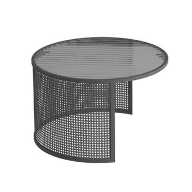 Tavolino contemporaneo nidificazione set con top in vetro rotondo e base di ferro