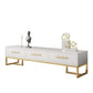 Glam TV Media Console Glass Media Console TV Stand with 3 Drawers