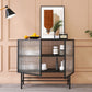 Modern Metal China Cabinet Glass Doors Storage Cabinet for Dining Room Clearhalo 'Display & China Cabinets' 'display_china_cabinets' 'furn' 'furn_display_china_cabinets' 'Furniture' 'Kitchen & Dining Furniture' 1200x1200_6b19f37c-138d-4961-ba20-f4aee99bab6d