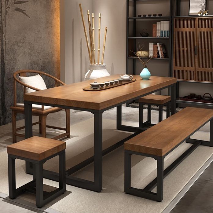Industrial Rectangle Dining Table Pine Solid Wood Table with Trestle Base for Home Kitchen Dinner Clearhalo ' dining_table' 'Dining Tables & Seating' 'Dining Tables' 'furn' 'furn_dining_table' 'Furniture' 'furniture_dining_table' 'Kitchen & Dining Furniture' 'kitchen&dining_furn' 'kitchen' 'kitchen_dining_table' 1200x1200_6b1a3c57-8830-4104-9d1c-40b0fc356056
