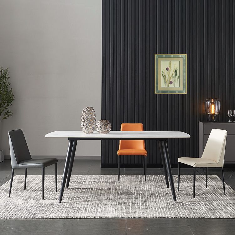 Industrial Style Side Chair Faux Leather Side Dining Chair with Metal Frame