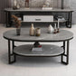 Table basse rectangulaire en ardoise, table basse abstraite avec étagère