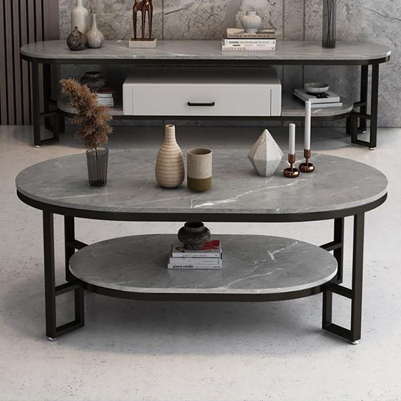 Table basse rectangulaire en ardoise, table basse abstraite avec étagère