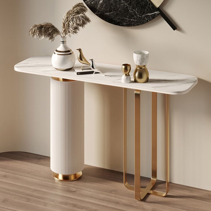 Tavolo di accento glam largo 15 pollici Stone Oro Console Accent Table