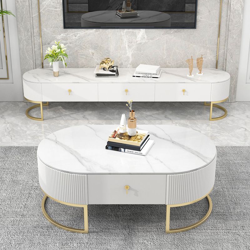 Slate Top Coffee or End Table with Storage Drawers Oval Frame Clearhalo 'Coffee & Accent Tables' 'Coffee Tables' 'coffee_tables' 'furn' 'furn_coffee_tables' 'Furniture' 'Living Room Furniture' 1200x1200_6b1ce5f2-ffe1-4c8e-ae90-52ce8f3b86a2