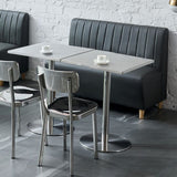 Square Table Dinette Table Industrial Stainless Steel Dinner Room Table with Tulip Base Clearhalo ' dining_table' 'Dining Tables & Seating' 'Dining Tables' 'furn' 'furn_dining_table' 'Furniture' 'furniture_dining_table' 'Kitchen & Dining Furniture' 'kitchen&dining_furn' 'kitchen' 'kitchen_dining_table' 1200x1200_6b1e0b25-bc1d-4476-a2b8-9d274217fe00