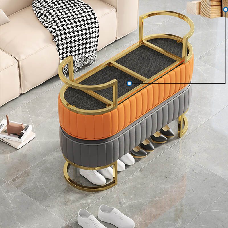 Panchina di ingresso in metallo Banca moderna dei posti a sedere con rivestimento, 17,55 pollici W