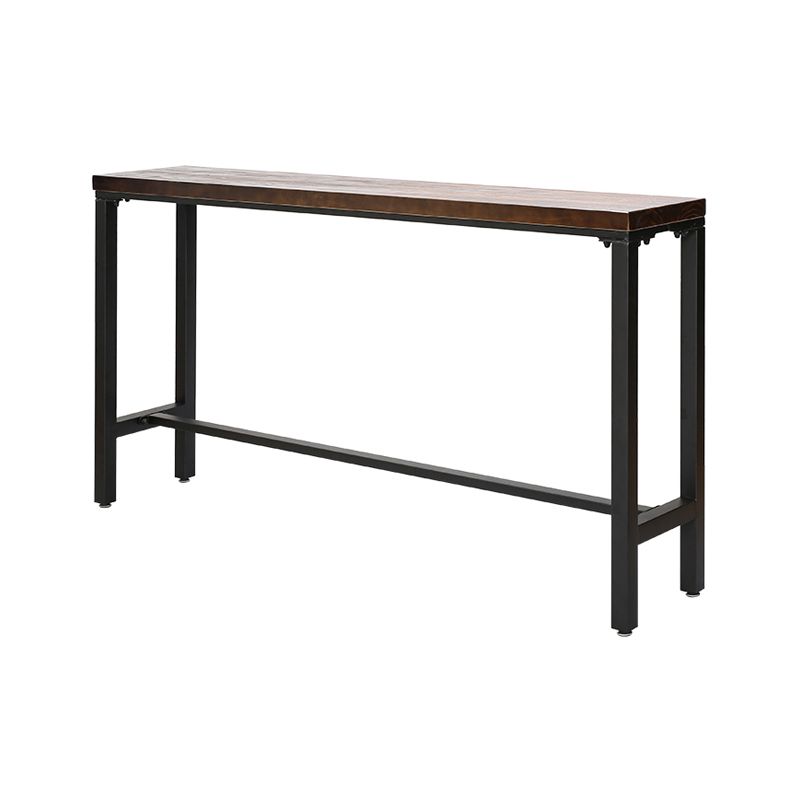 Brown Wood Top Counter Table Metal Black Legs Industrial Bar Table for Restaurant Clearhalo 'Bar Furniture' 'Bar Tables' 'bar_tables' 'furn' 'furn_bar_tables' 'Furniture' 'furniture_bar_tables' 'Kitchen & Dining Furniture' 1200x1200_6b210537-d014-47ee-aa28-009e63d16fa5