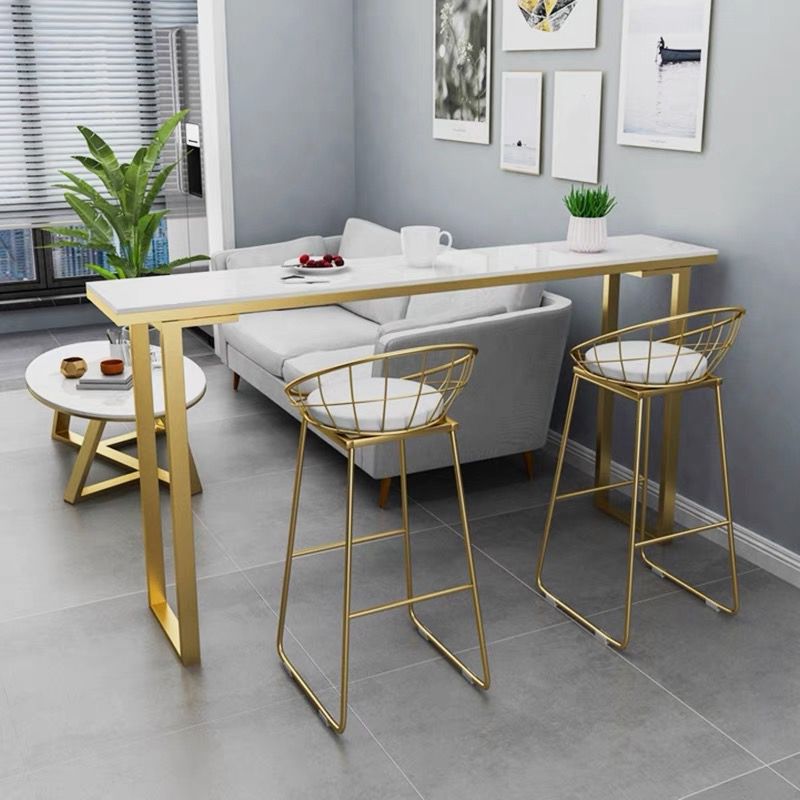Glam Upholstered Dining Stool Metal Bar Stool with Gold Metal Base