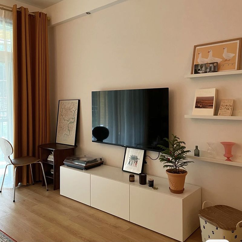 12 / 16 - Inch TV Console Faux Wood TV Console Stand With Cabinets / Drawers in White Clearhalo 'furn' 'furn_tv_stands_entertainment_centers' 'Furniture' 'Living Room Furniture' 'TV Stands & Entertainment Centers' 'TV Stands & Media Storage Furniture' 'tv_stands_entertainment_centers' 1200x1200_6b23630c-954b-46ba-9e44-42dd59bc31c4