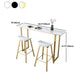Rectangular Stone Bar Table Contemporary Bistro Table with Metal Base