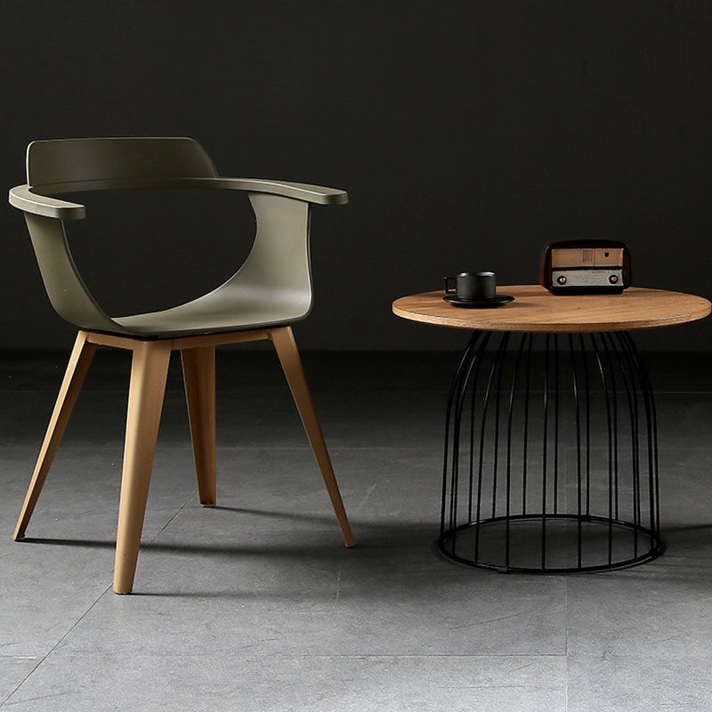 Moderne open achterzijde stoel plastic stoelstoel met metalen basis voor eetkamer