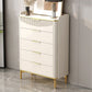 Cómoda de piedra para dormitorio Glam White con patas de metal