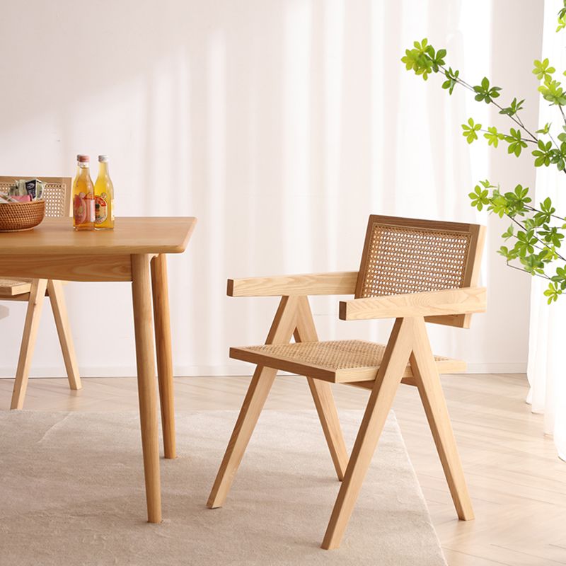 Contemporary Style Oak Wood Chairs Kitchen Dining Room Open Back Arm Chair Clearhalo ' kitchen&dining_furn' 'Dining Chairs' 'Dining Tables & Seating' 'dining_chair' 'furn' 'furn_dining_chair' 'Furniture' 'furniture_dining_chair' 'Kitchen & Dining Furniture' 'kitchen' 1200x1200_6b272fa0-1193-4ef3-9d06-e1e7177022f0