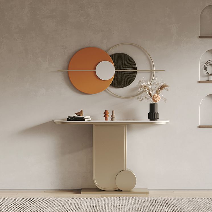 Tavolo da accento per sala da 33,46 "Tavolo da console di pietra moderna con 1 scaffale