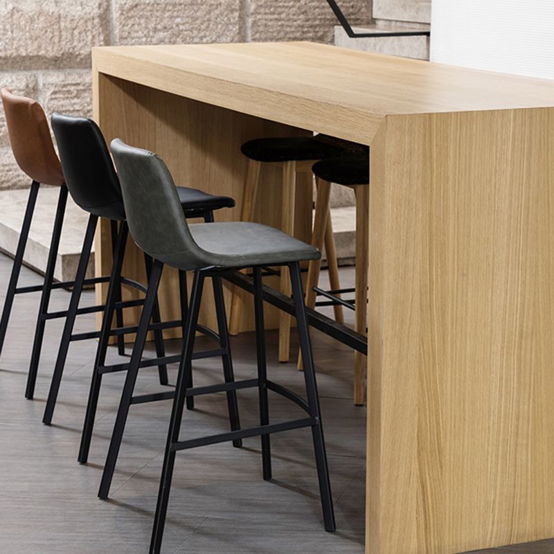 Industrial Leather Iron Counter Stools Low Back Bar Stools with Footrest Clearhalo 'Bar Furniture' 'Bar Stools' 'bar_stools' 'furn' 'furn_bar_stools' 'Furniture' 'furniture_bar_stools' 'Kitchen & Dining Furniture' 1200x1200_6b28fc3b-5494-4907-ab83-7317886f60ab