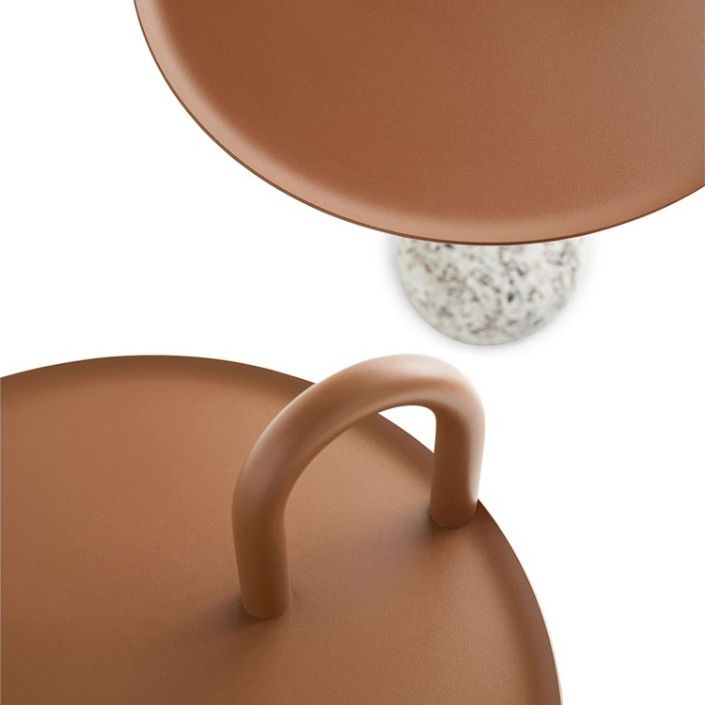 Round Metal Table and Stone Pedestal Base Base Medieval Modern Style Side Table