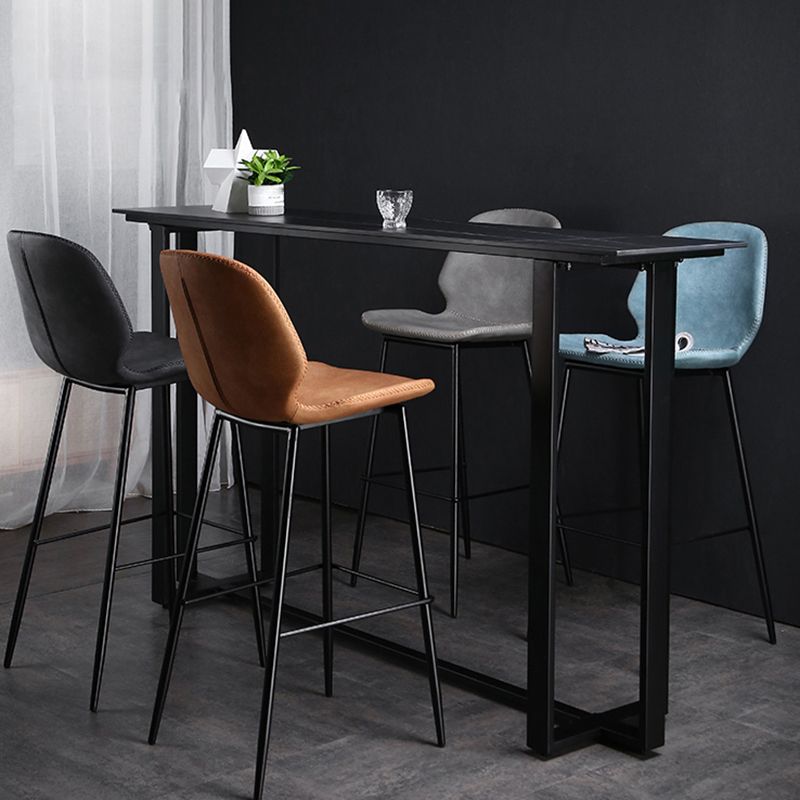 Industrial Bistro Bar Desk Indoor Stone and Metal Rectangle Bistro Bar Table Clearhalo 'Bar Furniture' 'Bar Tables' 'bar_tables' 'furn' 'furn_bar_tables' 'Furniture' 'furniture_bar_tables' 'Kitchen & Dining Furniture' 1200x1200_6b29c776-50e6-4585-bb31-040d07c64fa5