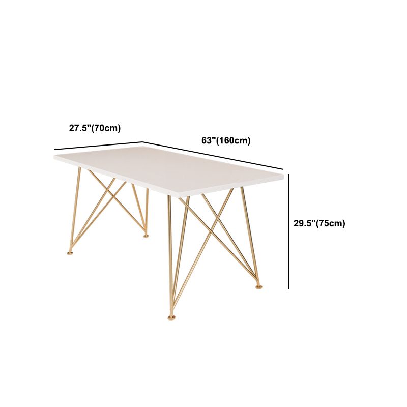 Escritorio de escritura de glamour rectangular escritorio de madera blanca con patas de metal