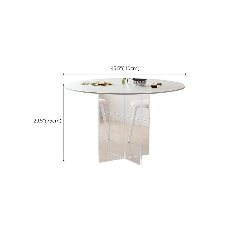 Mesa de comedor redonda Juego de mesa de acrílico 1/3/4/5 PCS y sillas de plástico en blanco