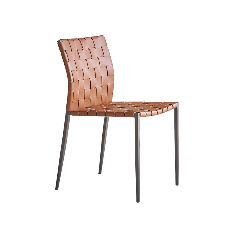 Sillas de comedor de cocina de cuero sintética sillas de comedor sin brazos con patas de metal